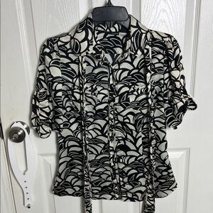 Mi.iM Black and Cream Patterned Blouse